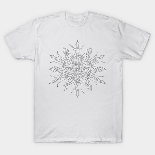 SYM STAR-TRIBAL- SNOWFLAKE DESIGN BLACK OUTLINE T-Shirt by SELcustoms